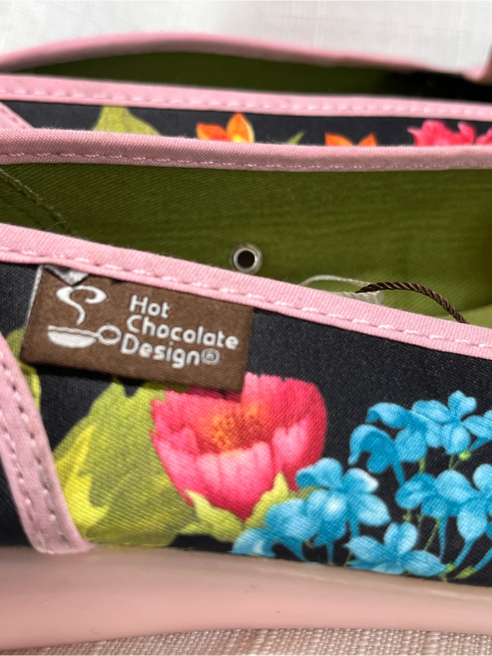 Hot Chocolate Design Floral Slip-On Flats Black Pink Botanical Print EU 36 - Picture 5 of 6